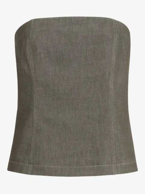 Brunello Cucinelli 牛仔效果抹胸式上衣