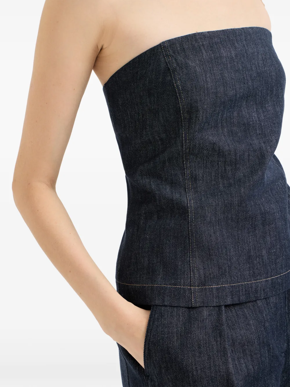 Brunello Cucinelli Bandeau top met denim-effect Blauw