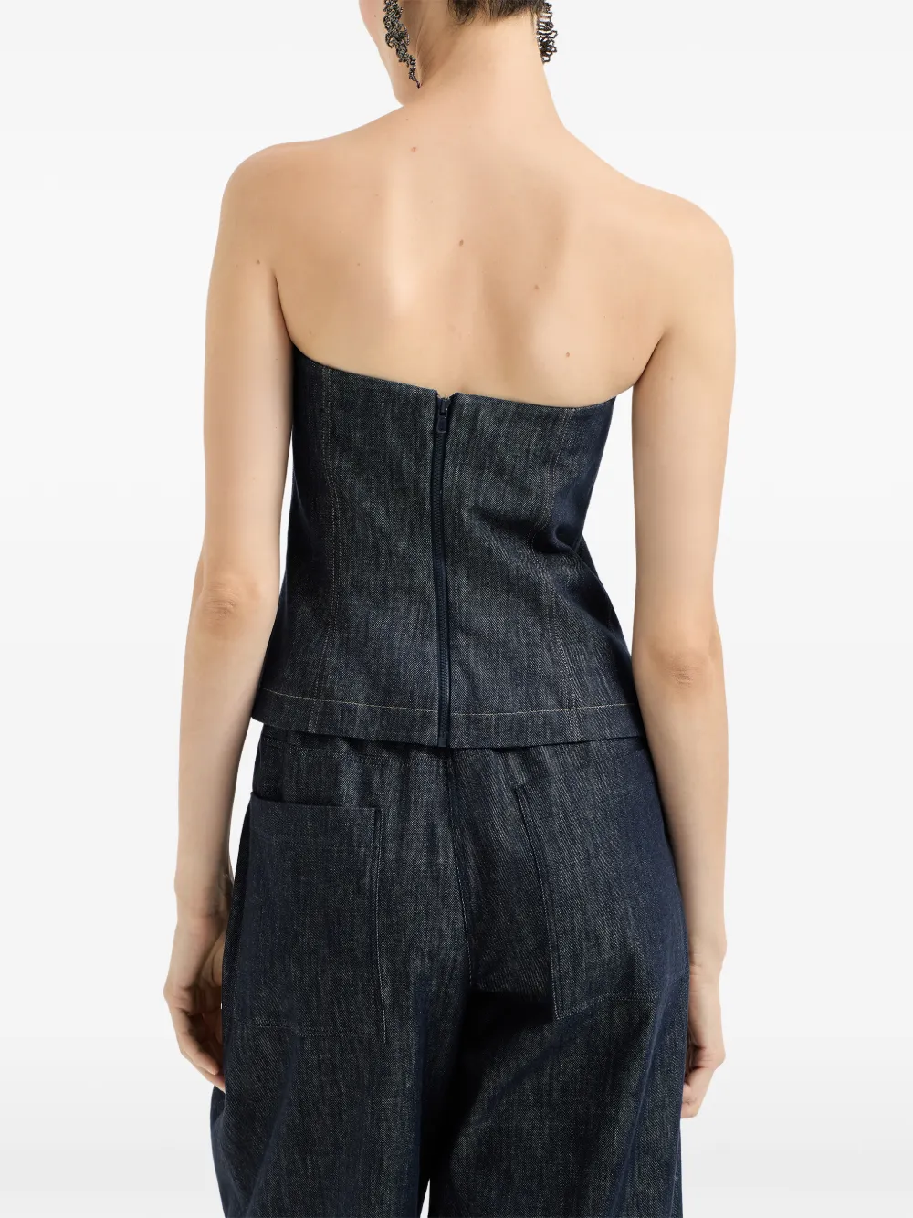  Brunello Cucinelli Denim-effect Bandeau Top - Blue 