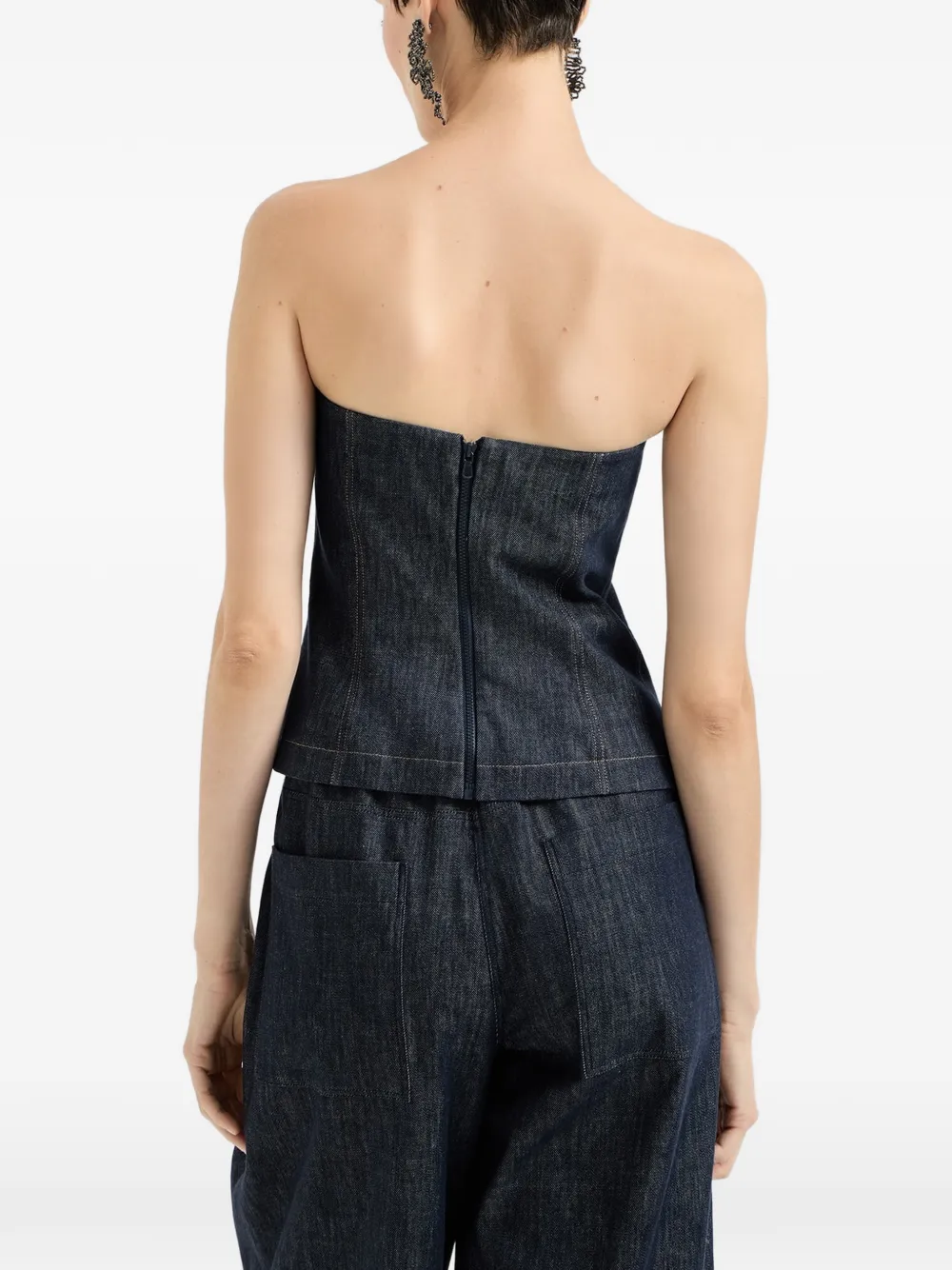 Brunello Cucinelli Bandeau top met denim-effect Blauw