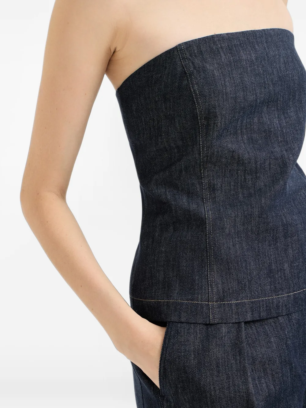 Brunello Cucinelli Bandeau top met denim-effect Blauw
