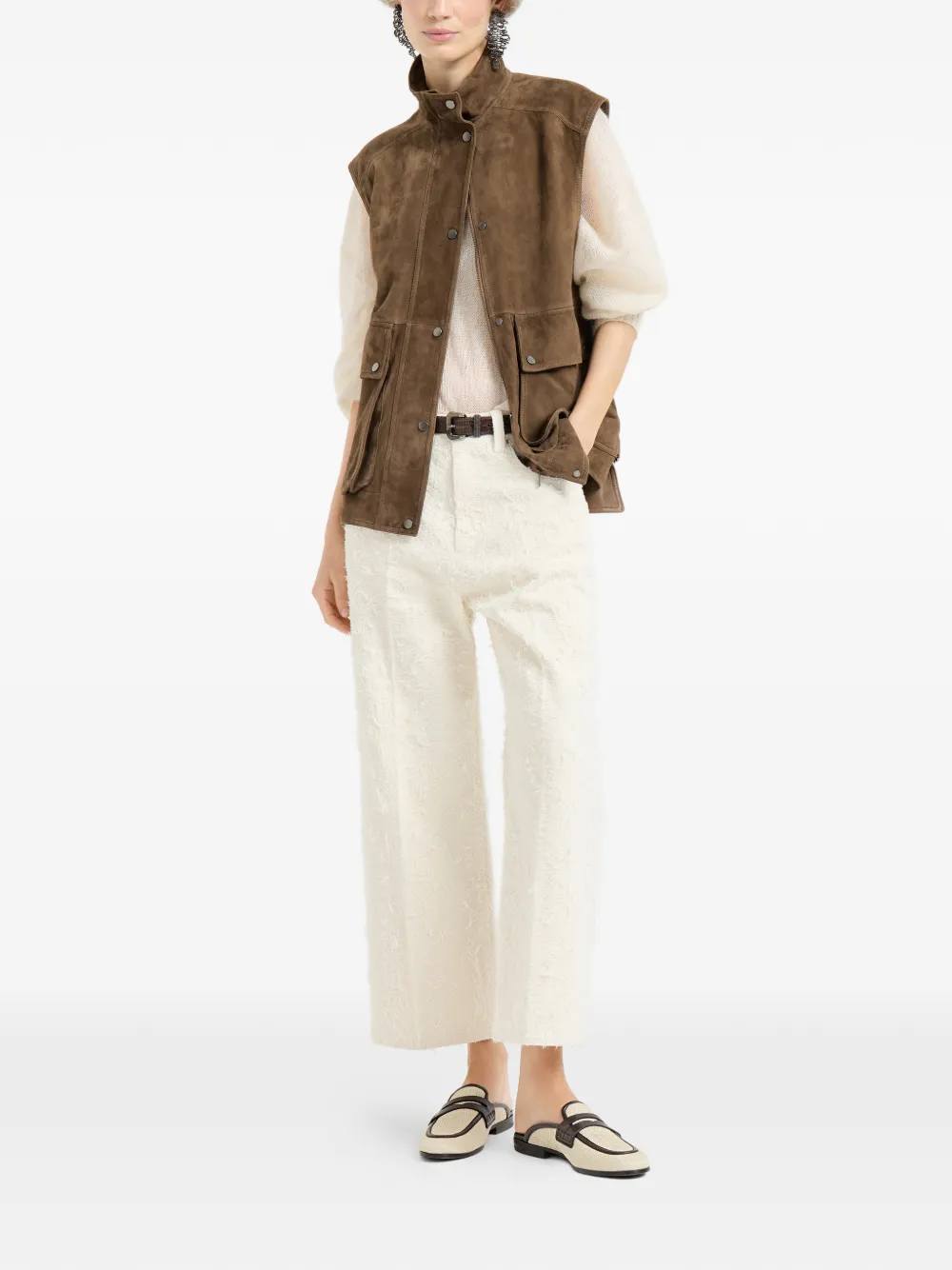 Brunello Cucinelli Spencer met monili detail en voorzak Bruin
