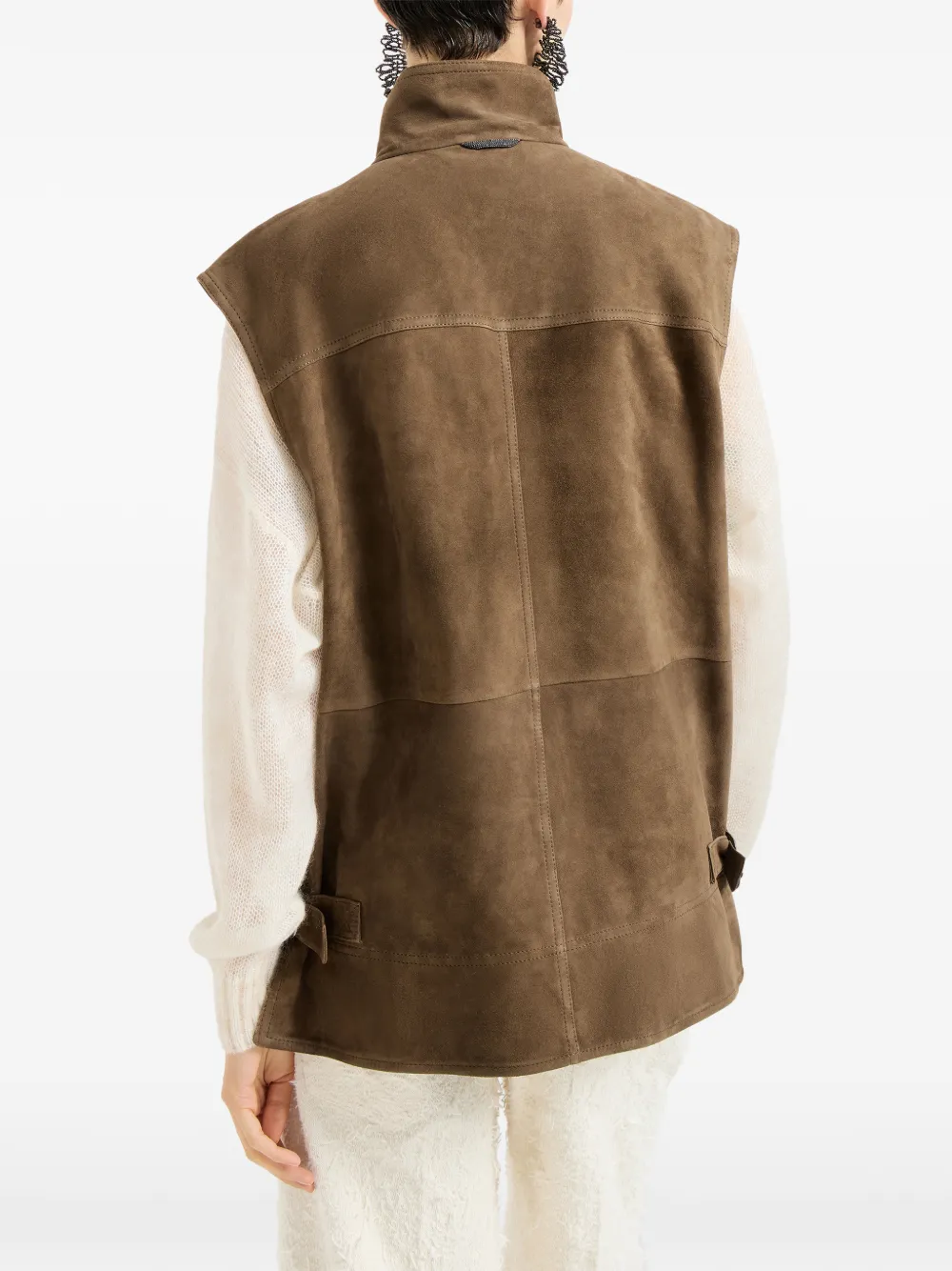 Brunello Cucinelli Spencer met monili detail en voorzak Bruin
