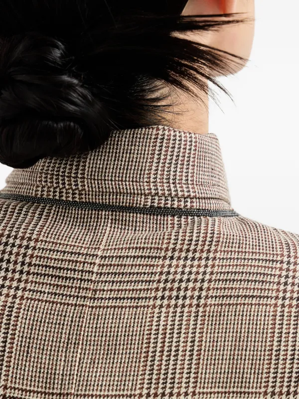 BRUNELLO CUCINELLI ベージュ チェック柄 ビジネスジャケット Brunello Cucinelli モニーレディテール ジャケット | ニュートラル