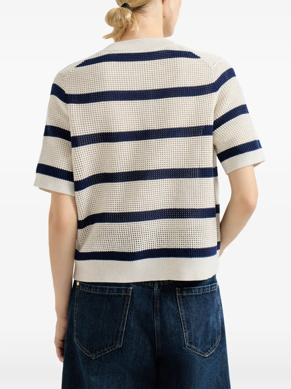 Short-Sleeve Striped Cardigan