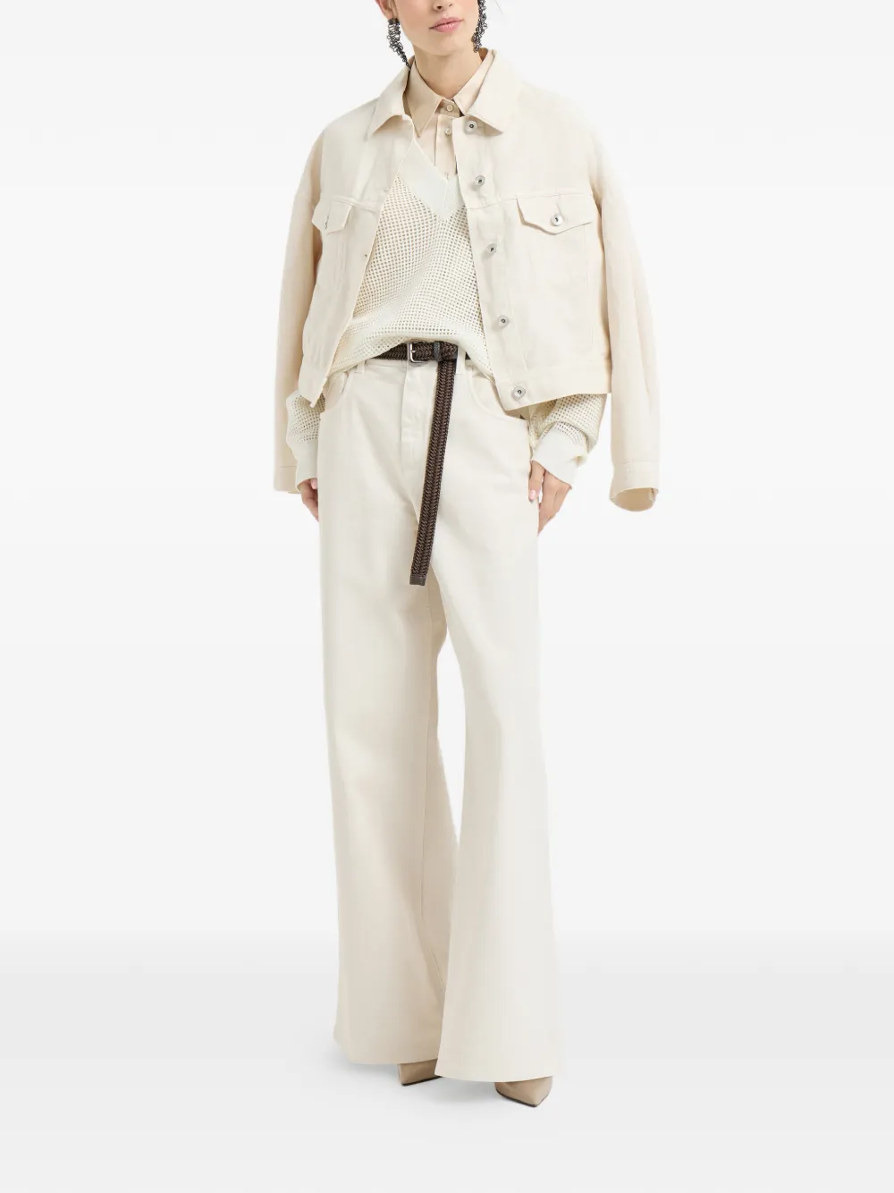Brunello Cucinelli Opengebreide trui met V-hals Wit