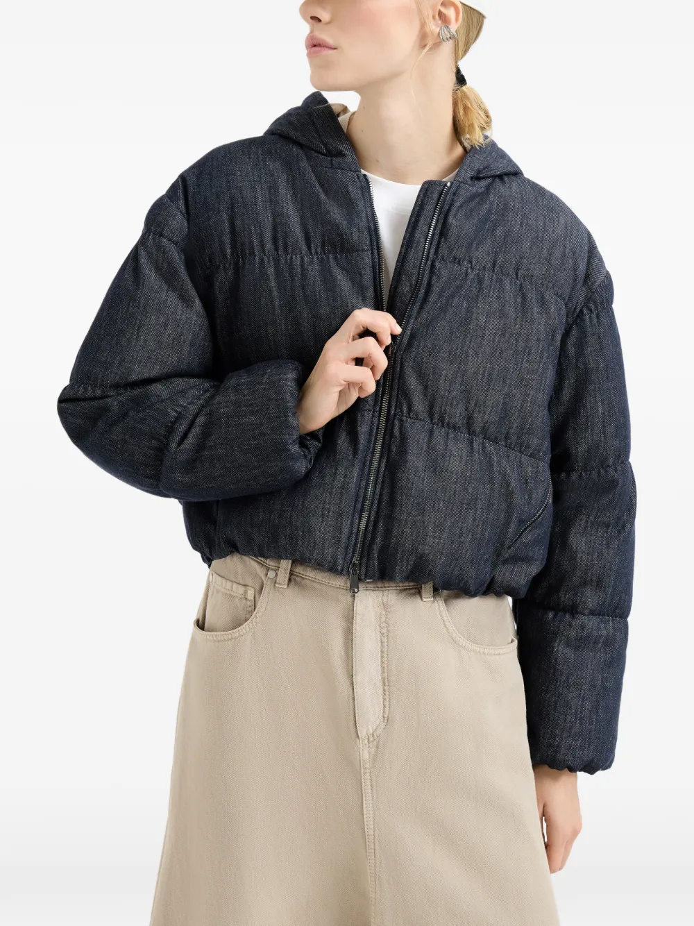  Brunello Cucinelli Hooded Puffer Jacket - Blue 