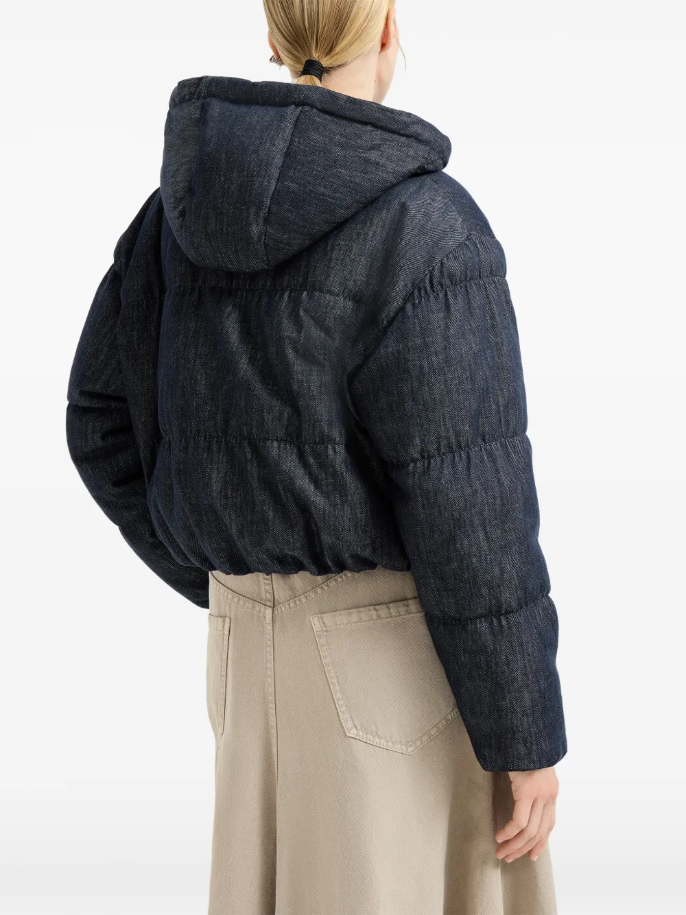 Brunello Cucinelli Jack met denim-effect en capuchon Blauw