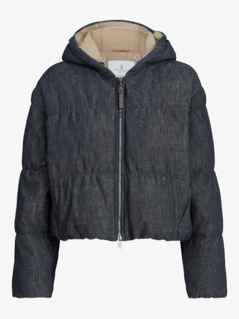 Brunello Cucinelli hooded denim-effect jacket