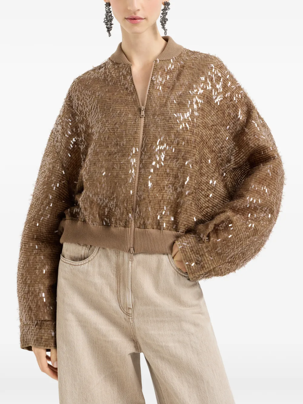  Brunello Cucinelli Zip-fastening Bomber Jacket - Brown 
