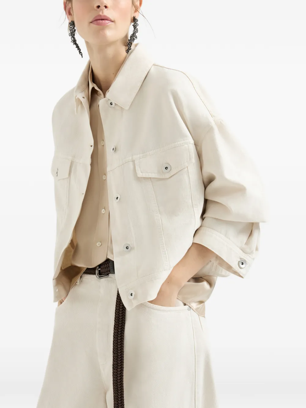 Monili-Embellishment Button-Up Jacket