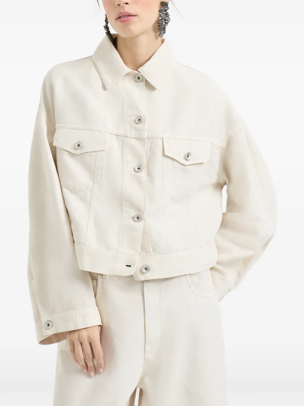 Monili-Embellishment Button-Up Jacket