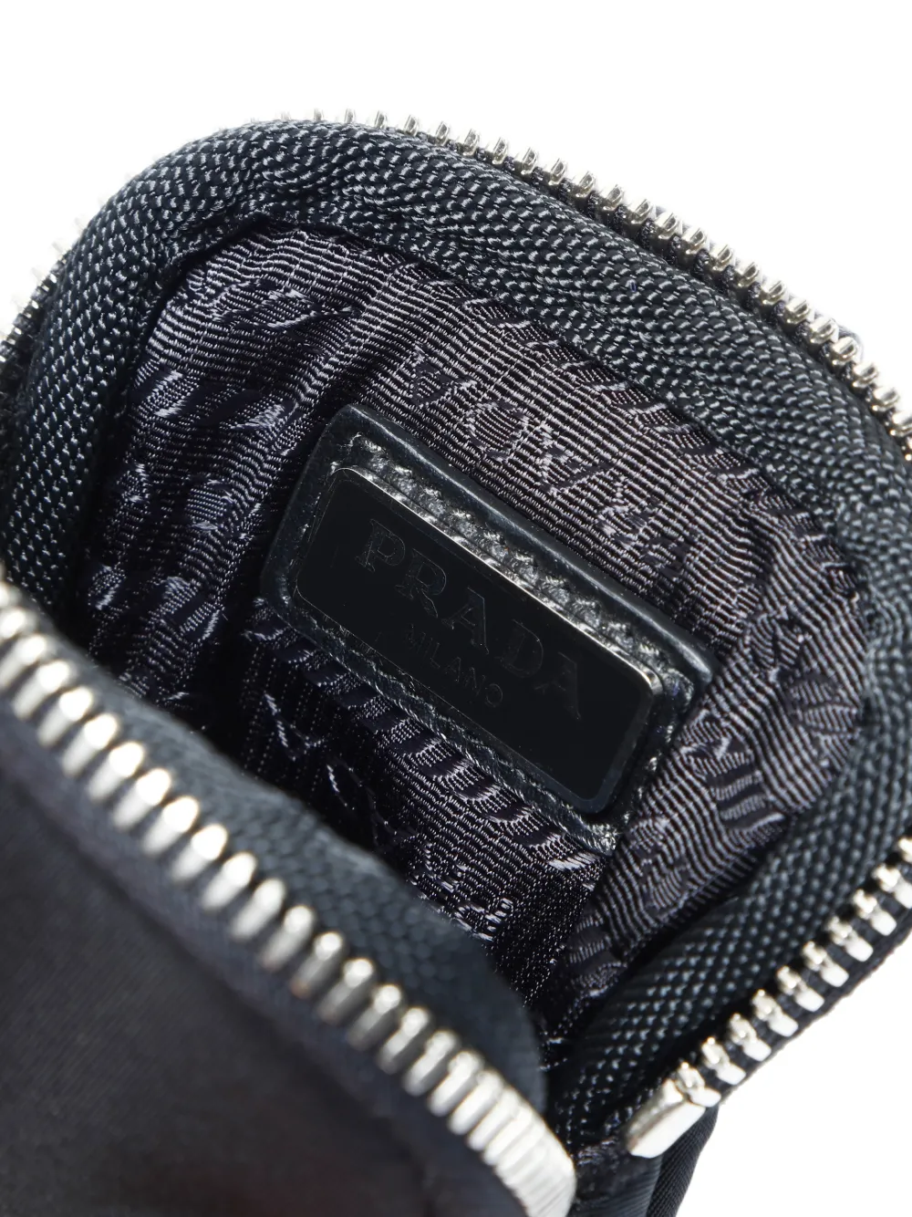 Pre-owned Prada 2020-2025 Mini Zip Coin Purse In Black