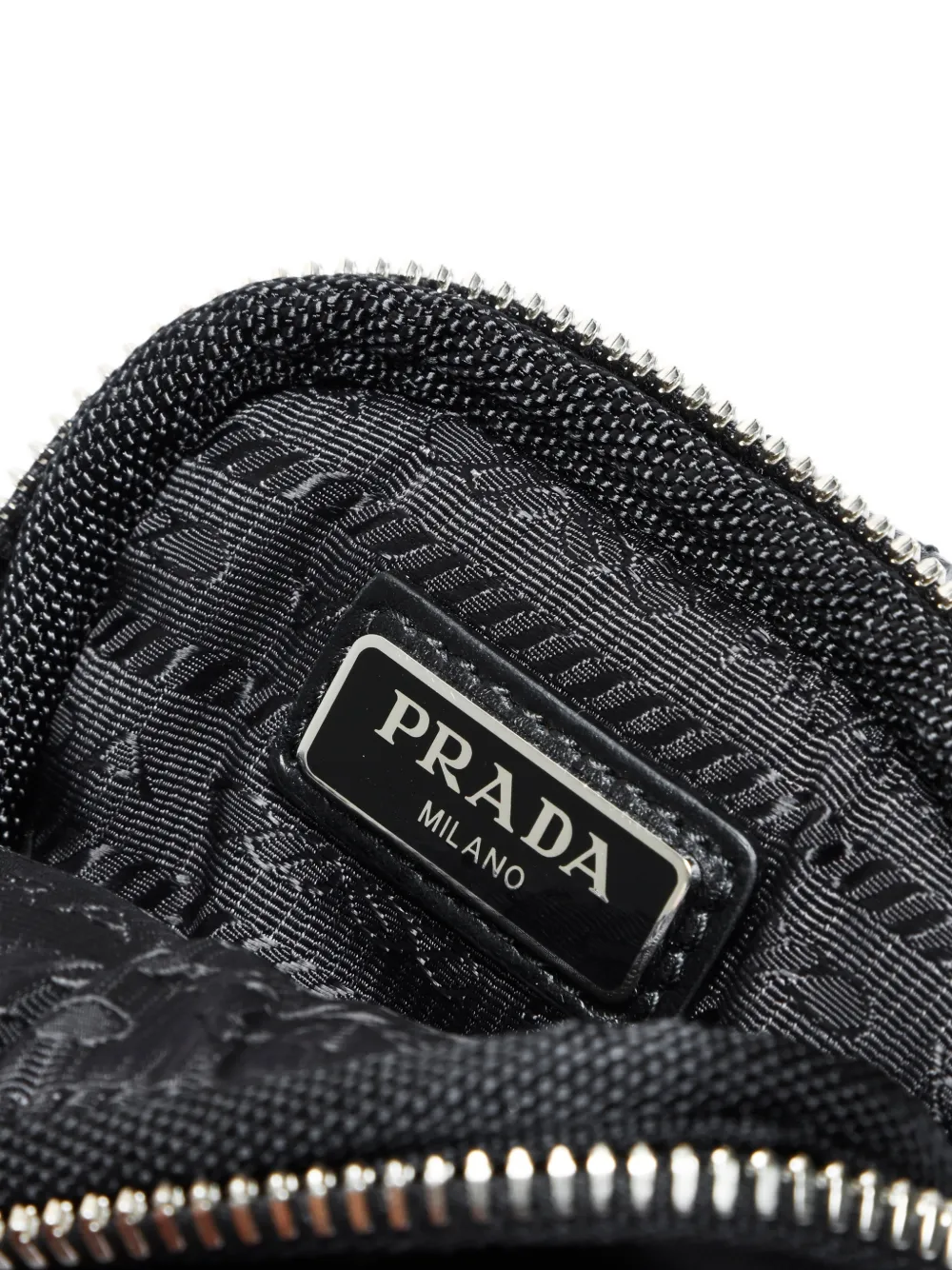 Pre-owned Prada 2020-2025 Mini Zip Coin Purse In Black