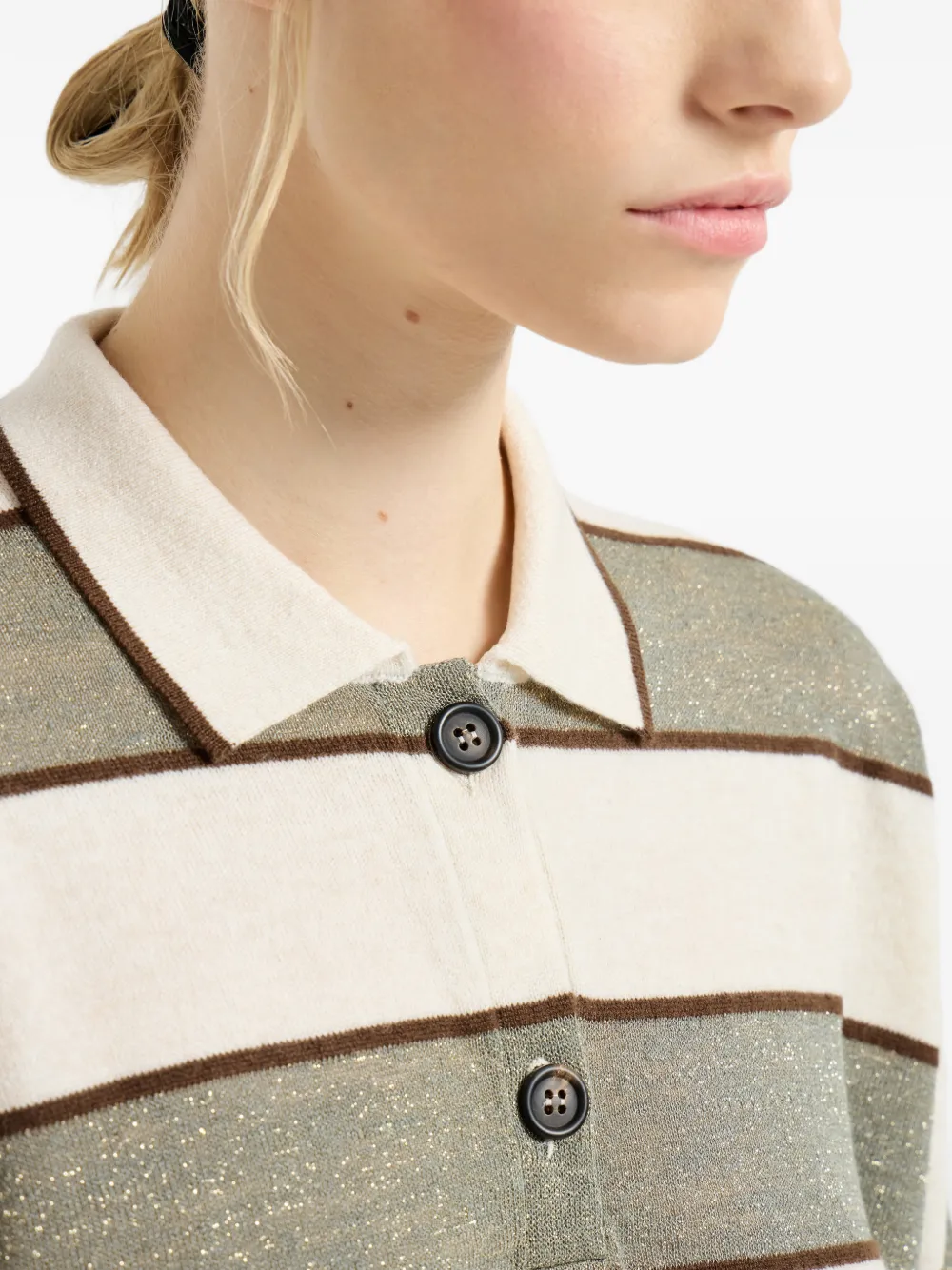 Brunello Cucinelli Striped-pattern Polo In Neutral