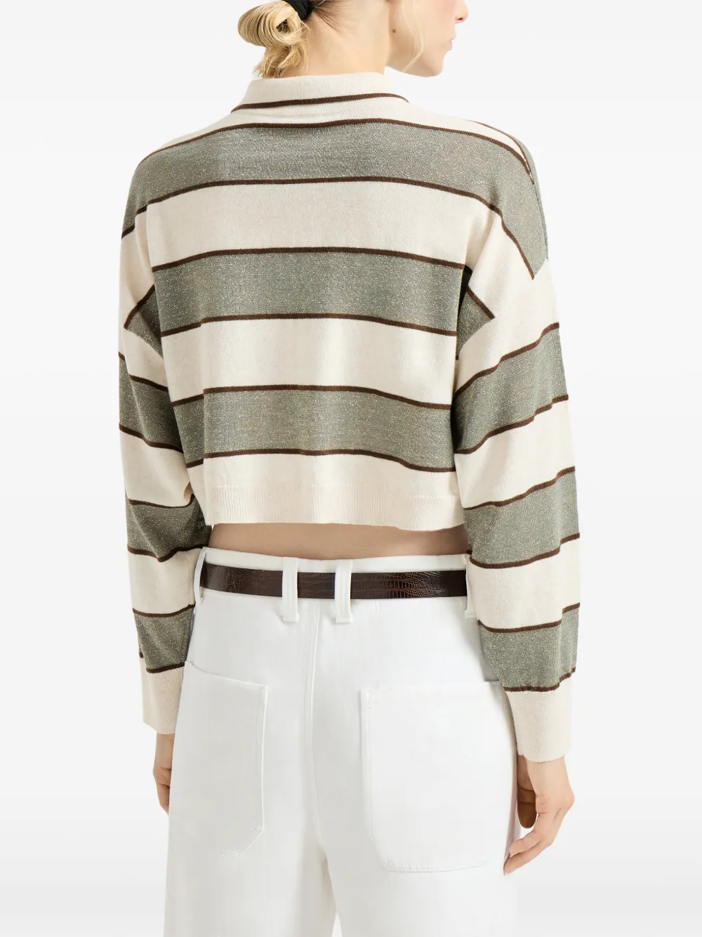 Brunello Cucinelli Striped-pattern Polo In Neutral