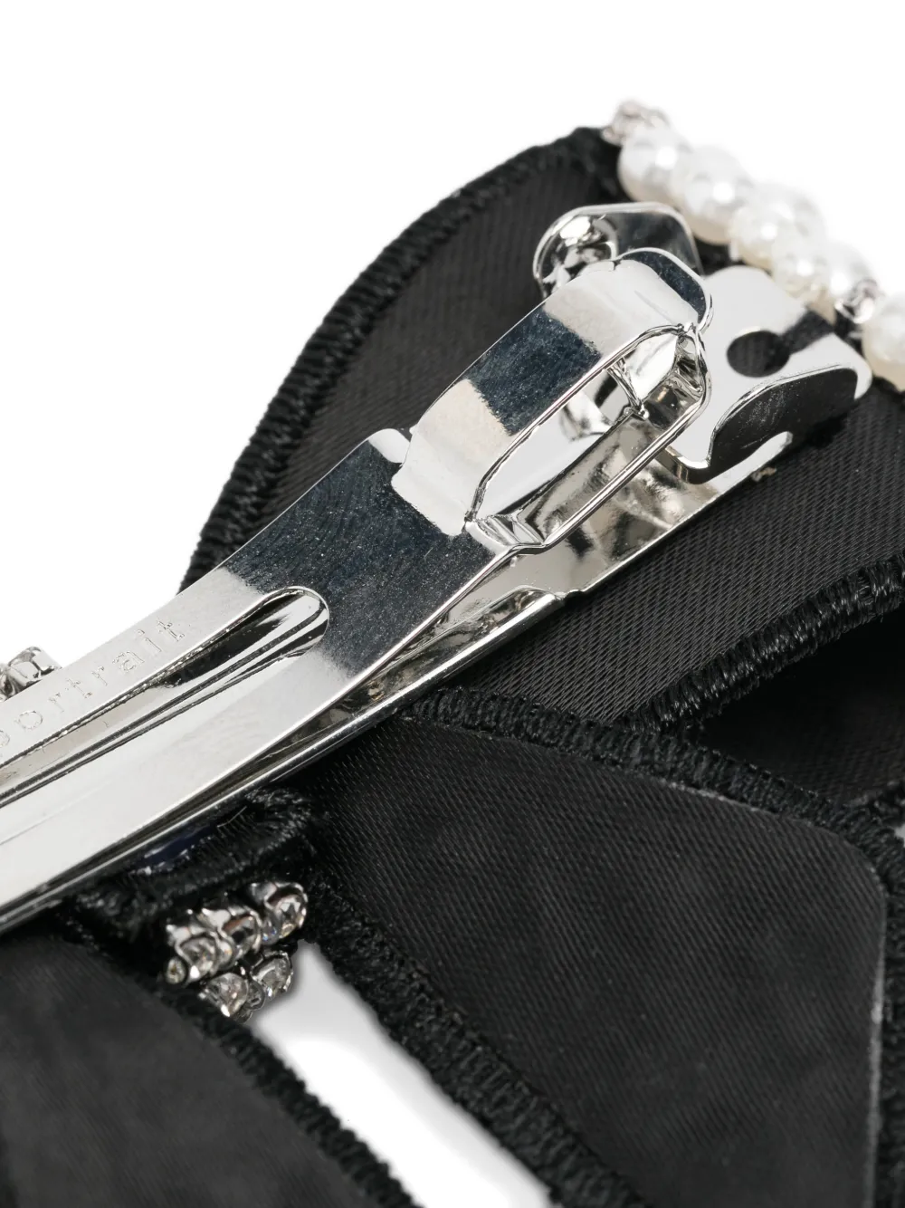 Self-portrait Pearl Embellished Bow Hair Clip In Black