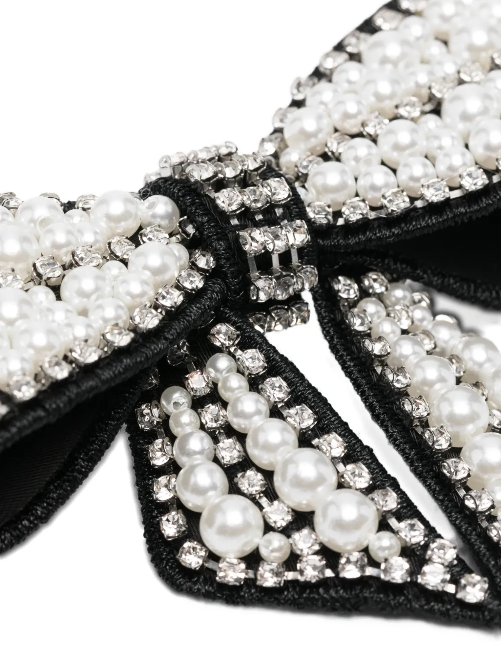 Self-portrait Pearl Embellished Bow Hair Clip In Black