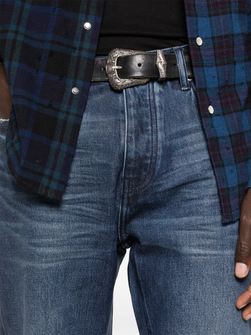 Purple Brand Gerafelde jeans Blauw