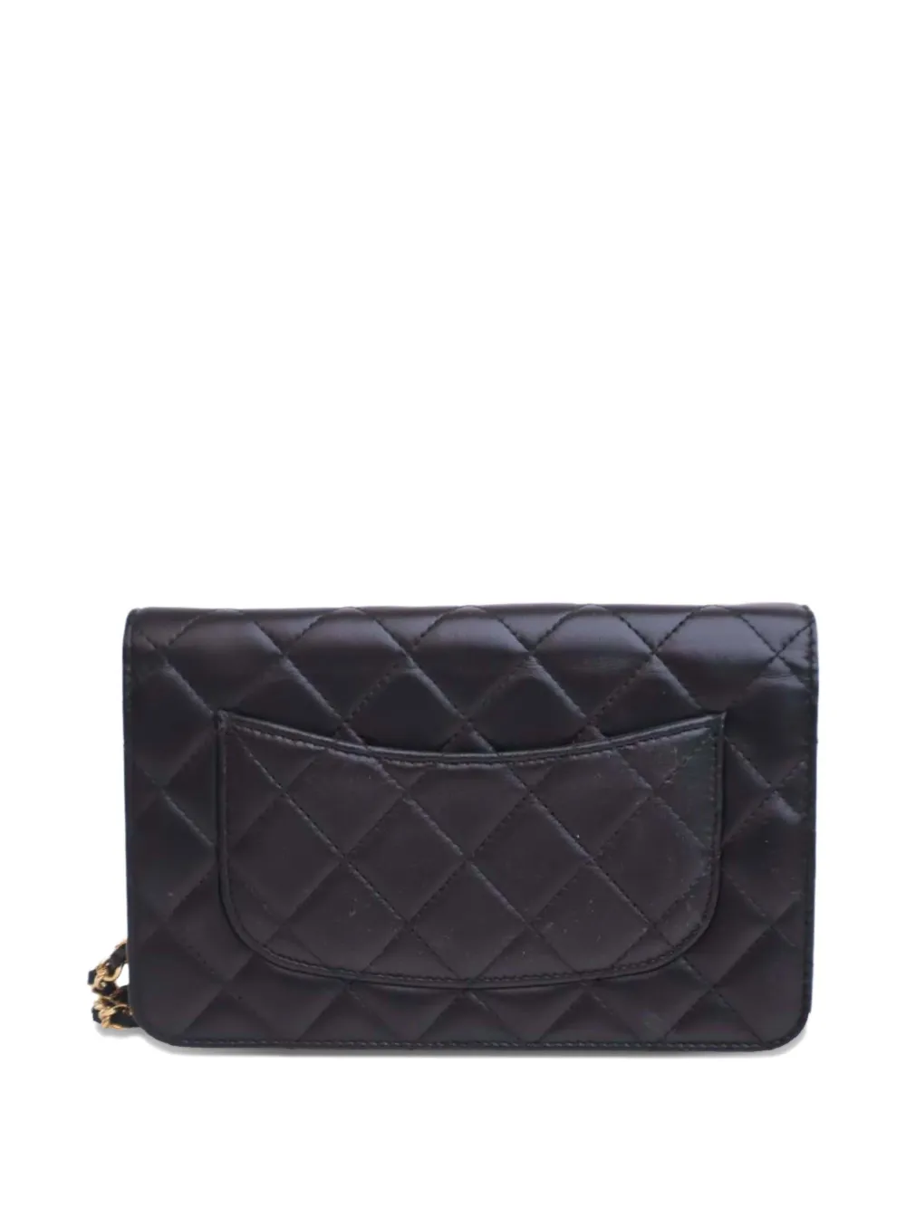 CHANEL Pre-owned 2020 Quilted Lambskin Crystal Cc Wallet On Chain Crossbody Bag In Black