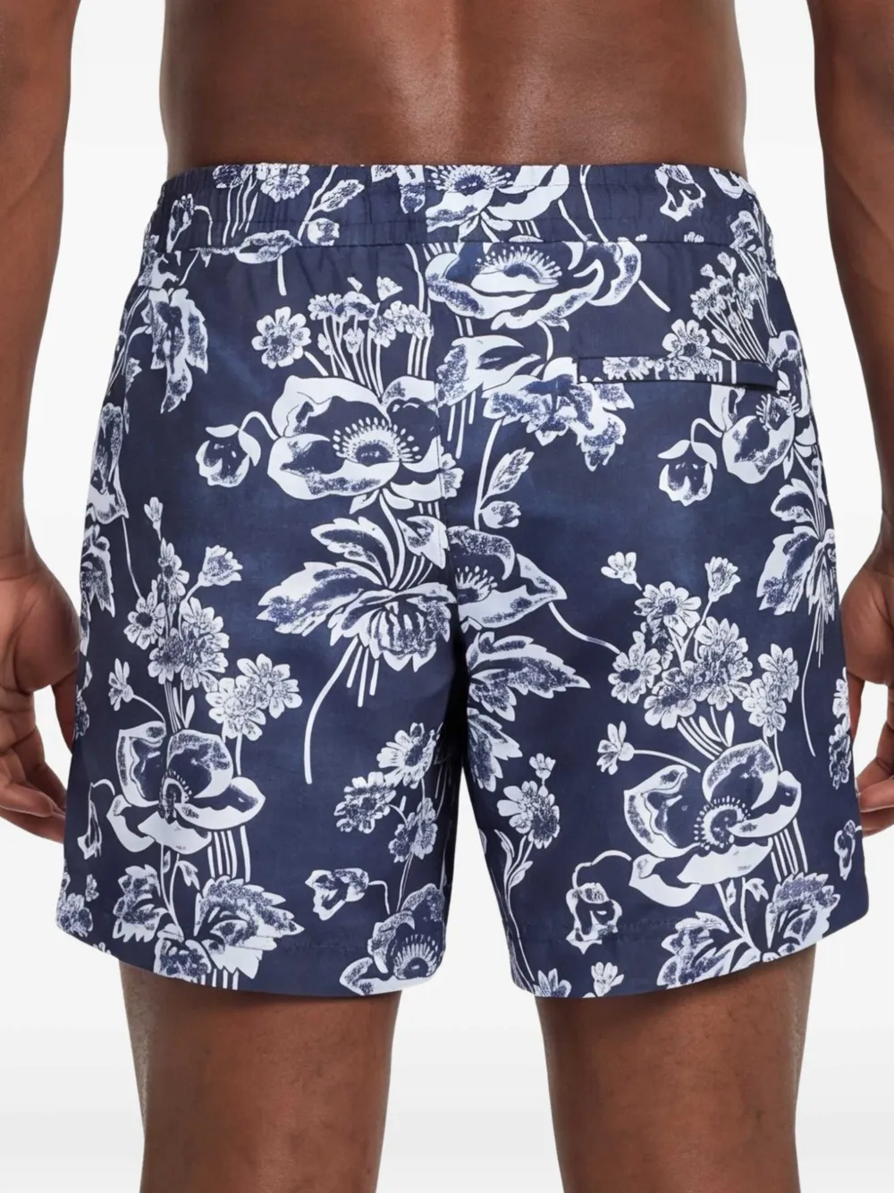 COMMAS Zwembroek met bloemenprint Blauw