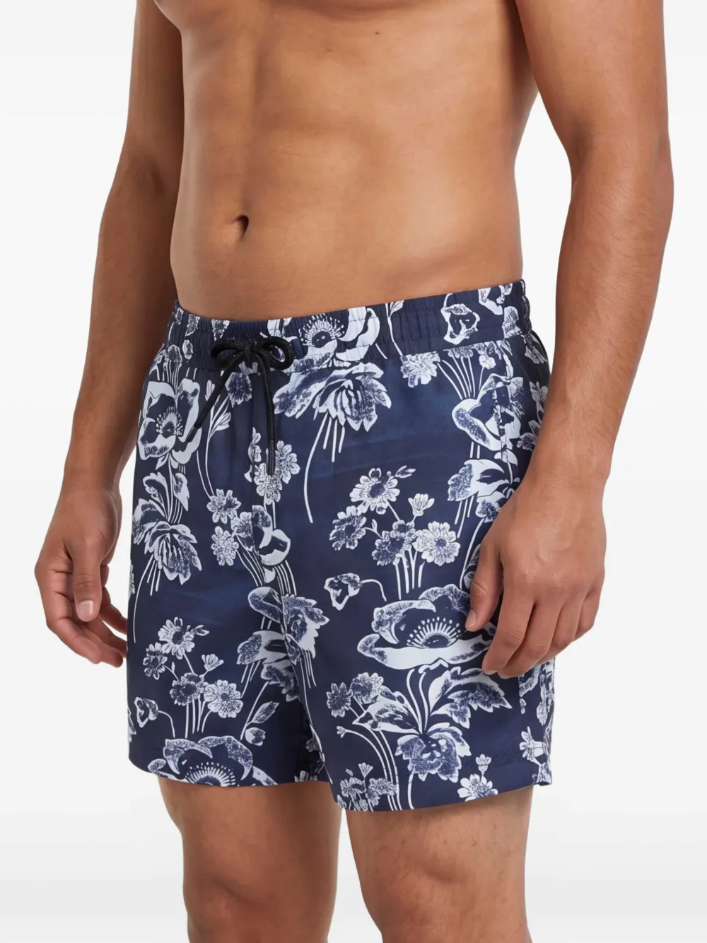 COMMAS Zwembroek met bloemenprint Blauw