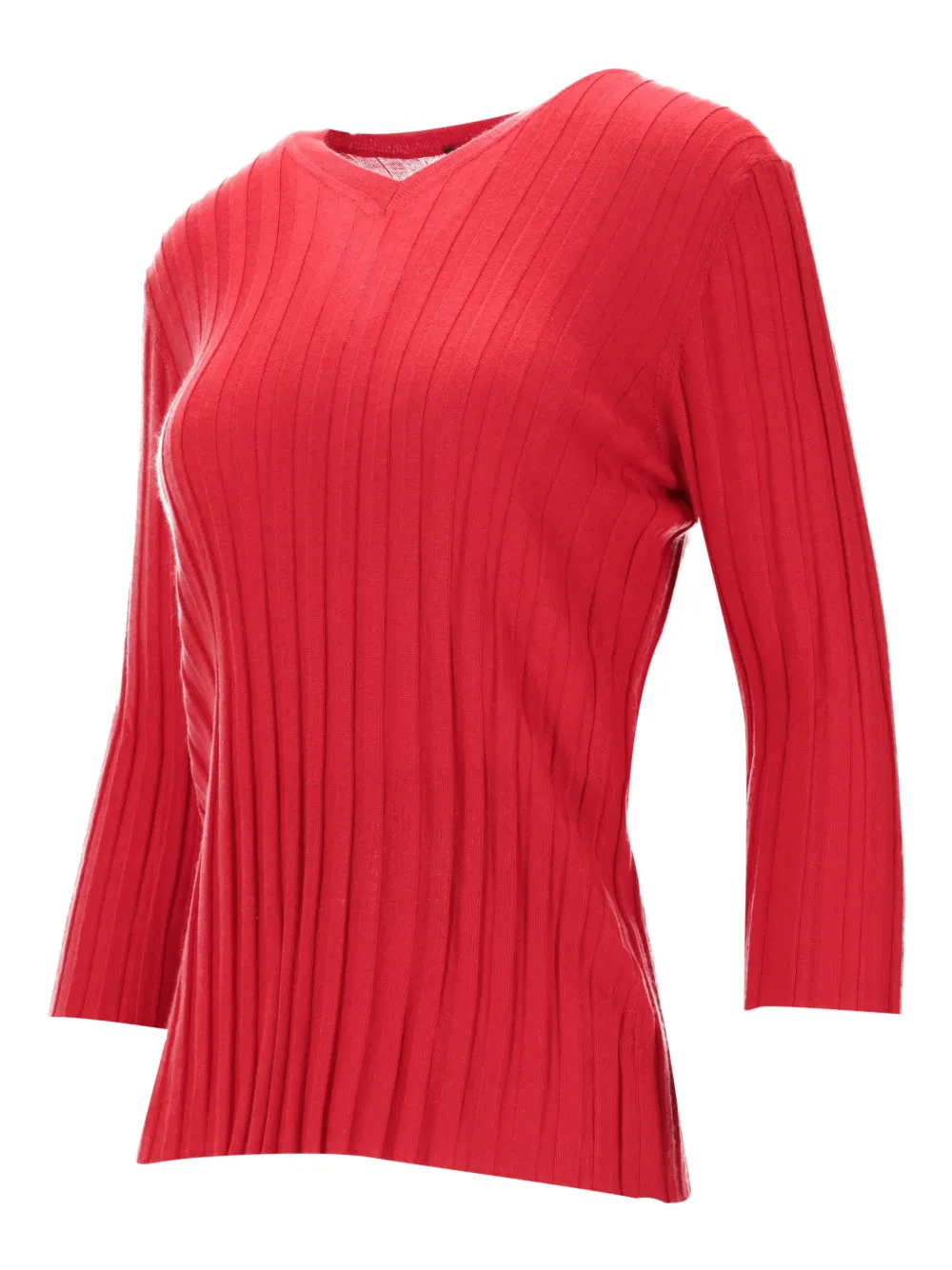 La-Rose Top met V-hals Rood