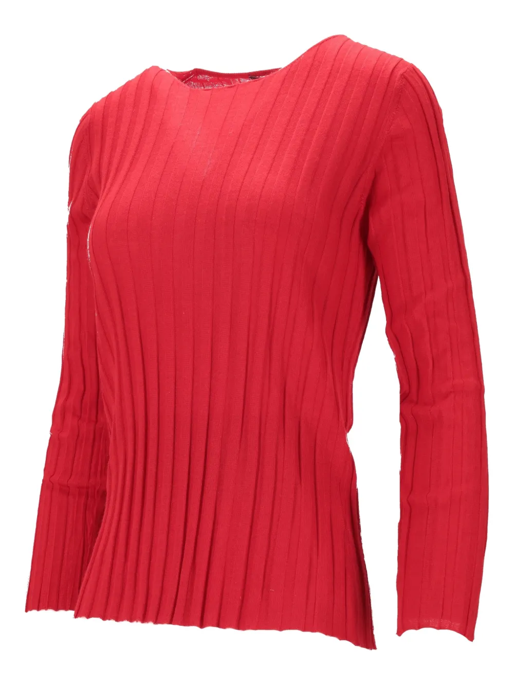 La-Rose Geribbelde girocollo top Rood