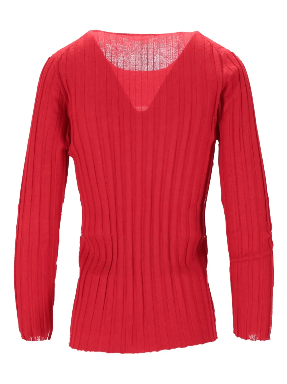 La-Rose Geribbelde girocollo top Rood