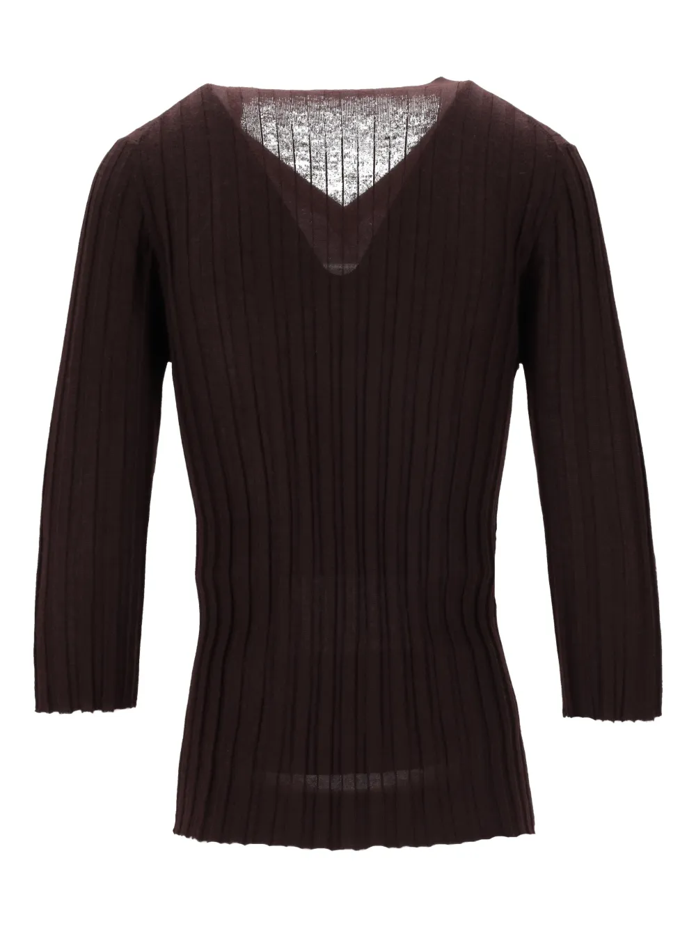 La-rose V-neck Ribbed Top - Brown 