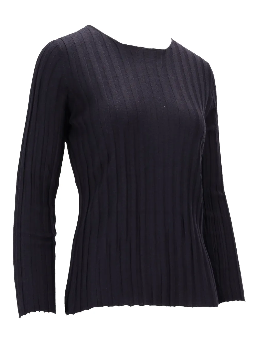 La-Rose Geribbelde girocollo top Blauw