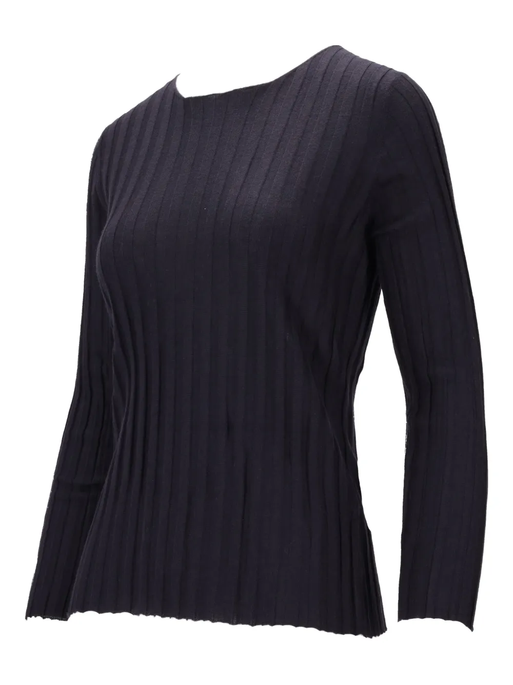 La-Rose Geribbelde girocollo top Blauw
