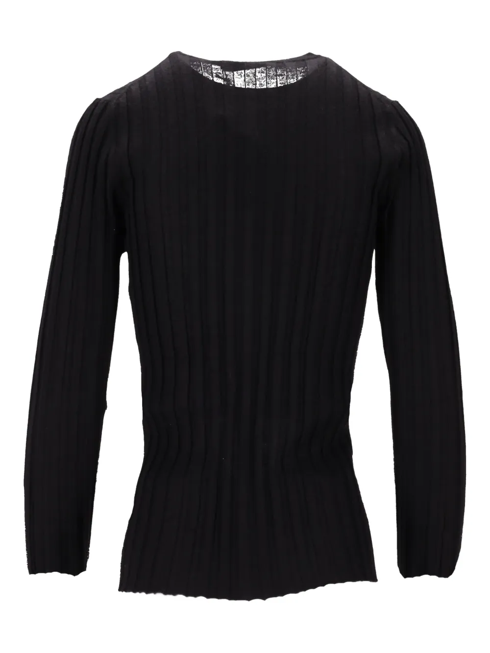 La-rose Ribbed Button Top - Black 