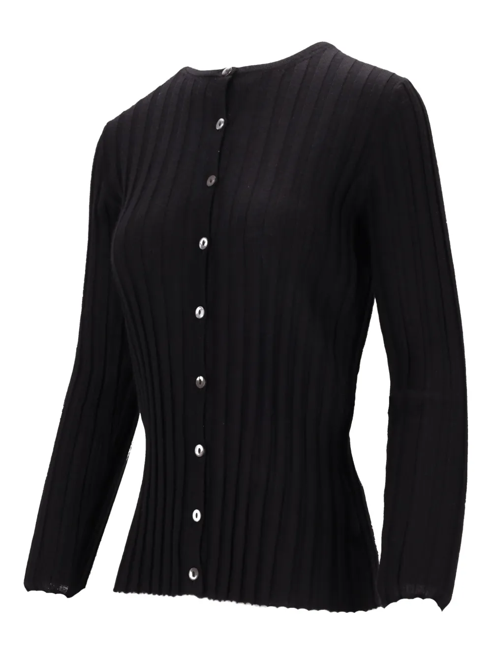  La-rose Ribbed Button Top - Black 