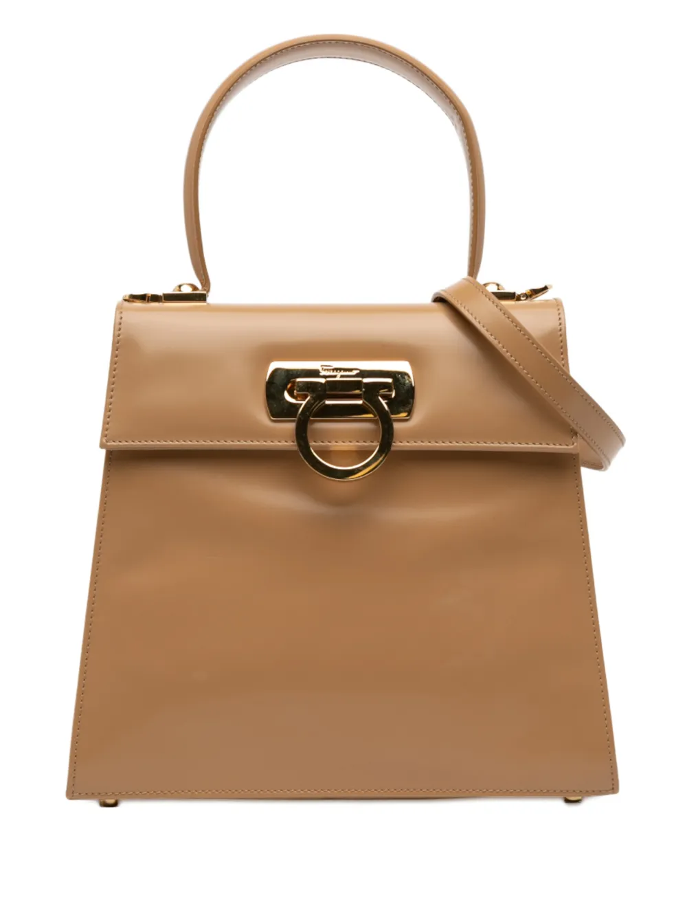 Ferragamo Pre-Owned bolsa satchel Gancini Iconic pequeña de piel 2021 | marrón | Image 1
