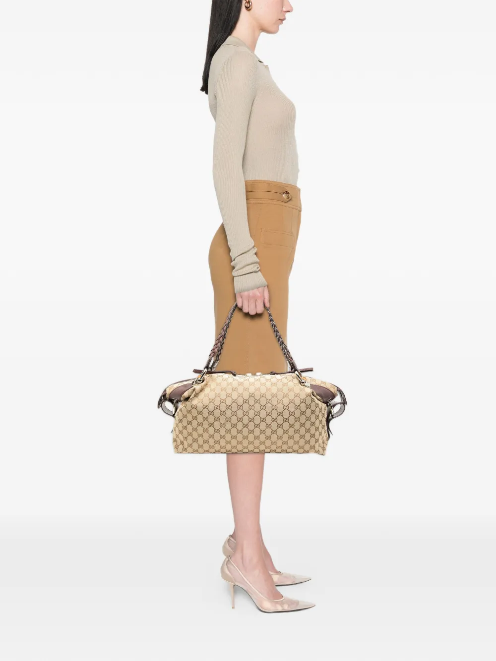 Gucci Pre-Owned 2000-2015 mittelgroße GG Bamboo Bar Tote Bag aus Canvas | Pre-owned & Archive | Image 2