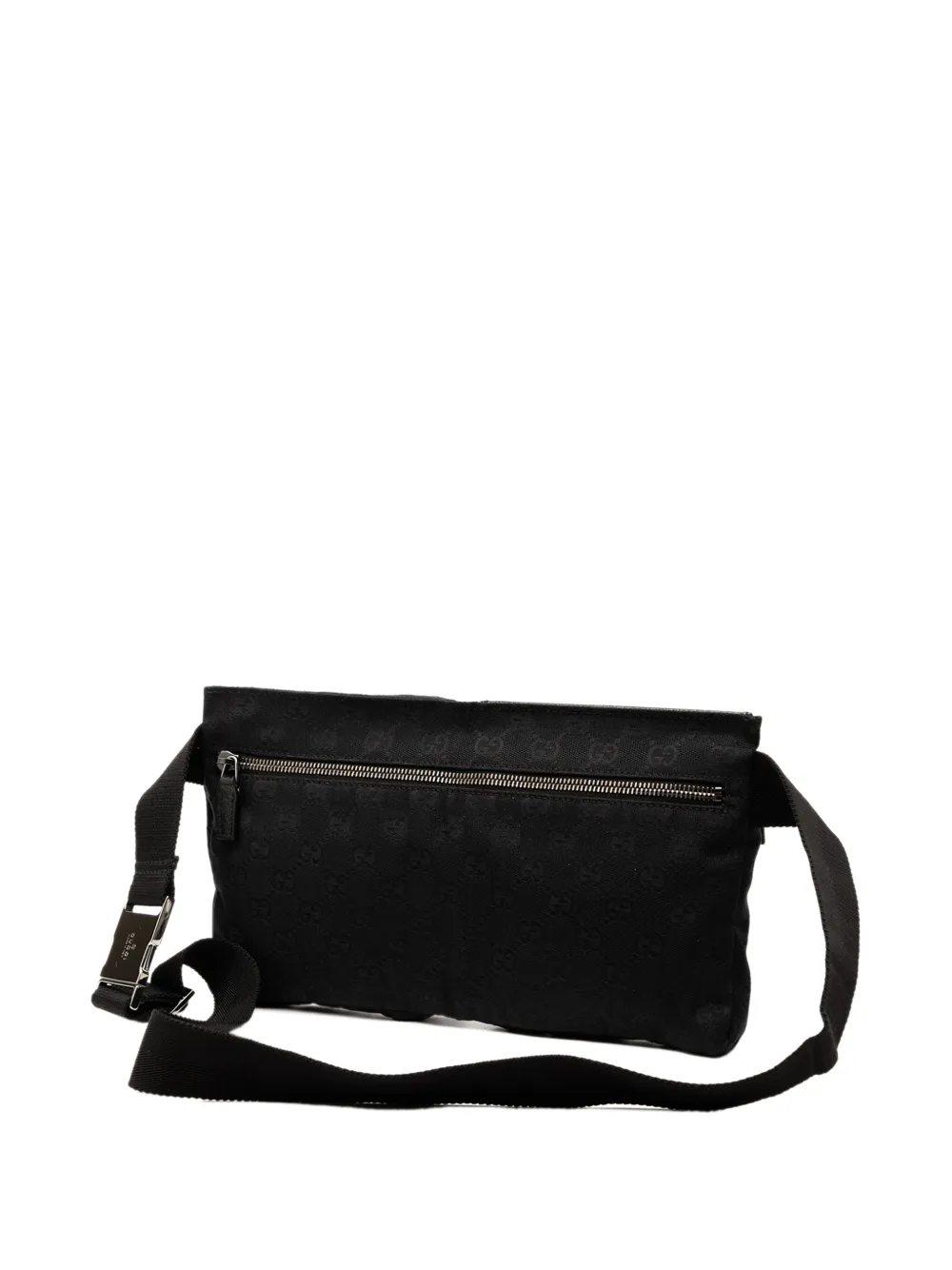 Pre-owned Gucci 2000-2015 Gg Canvas Double Pocket Belt Bag In Black