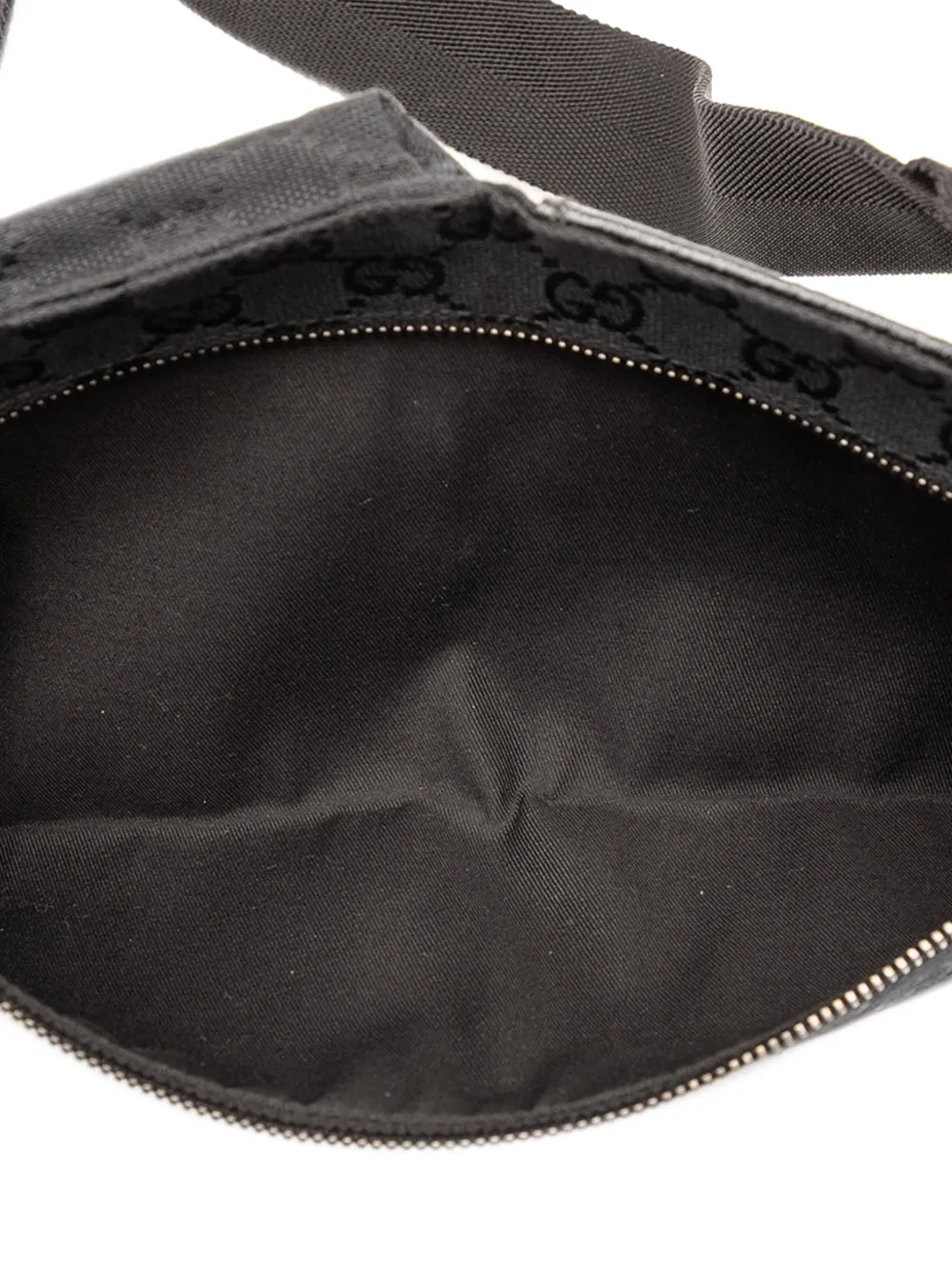 Pre-owned Gucci 2000-2015 Gg Canvas Double Pocket Belt Bag In Black