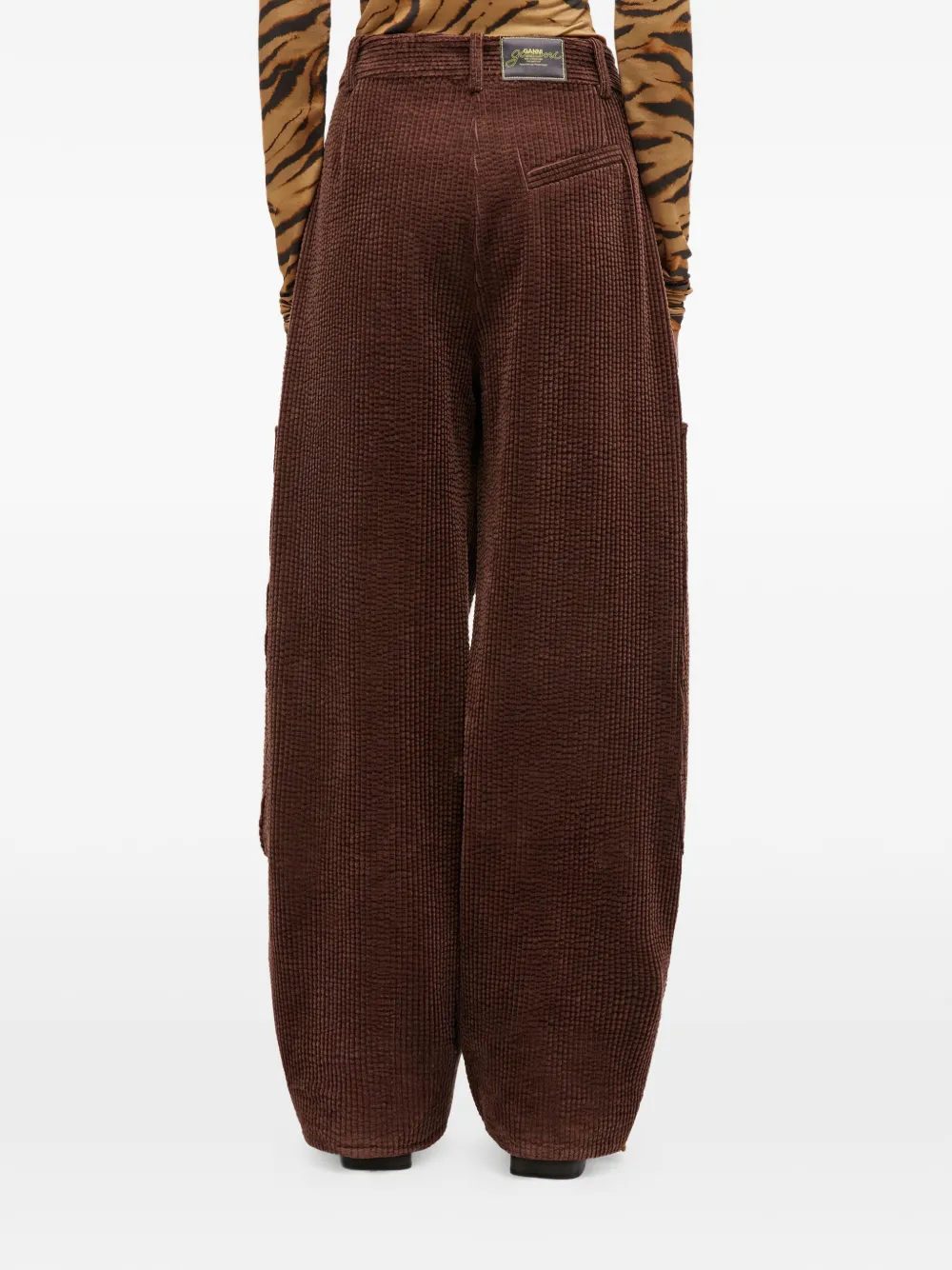GANNI curved corduroy palazzo pants Bruin