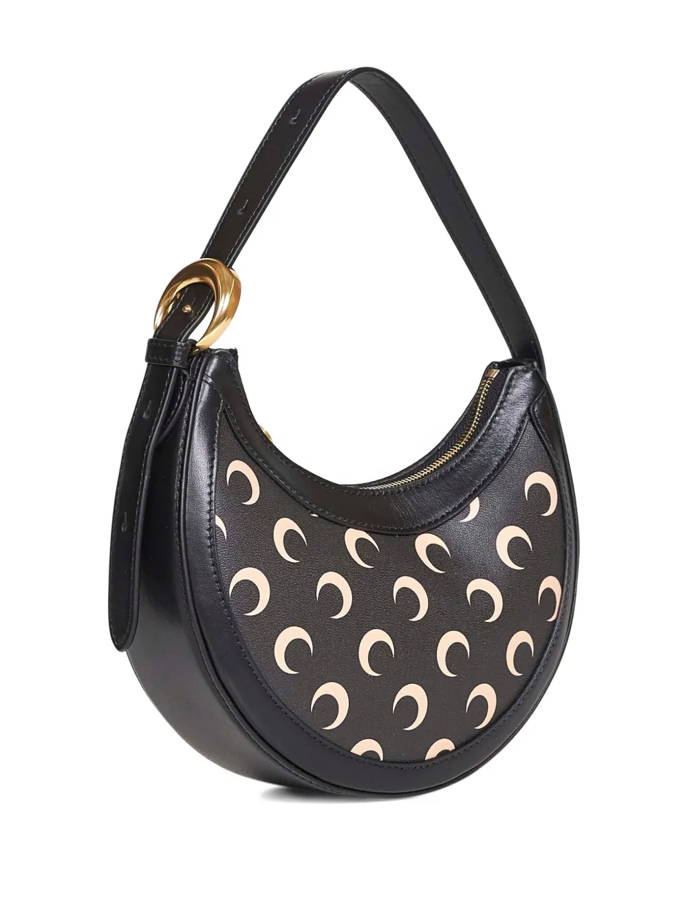 Marine Serre mini Moon buckle-strap shoulder bag - Zwart