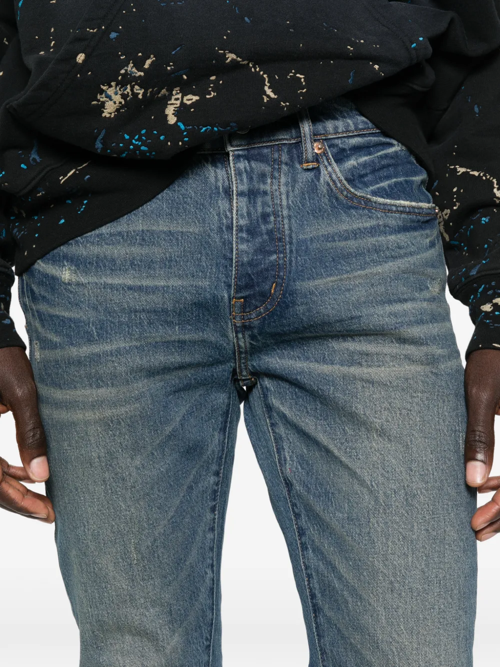 Purple Brand Jeans met knopen Blauw