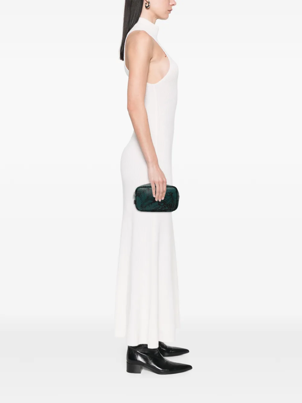 SAINT LAURENT Pre-owned 2021 Grain De Poudre Tropical Palm Pouch In Blue