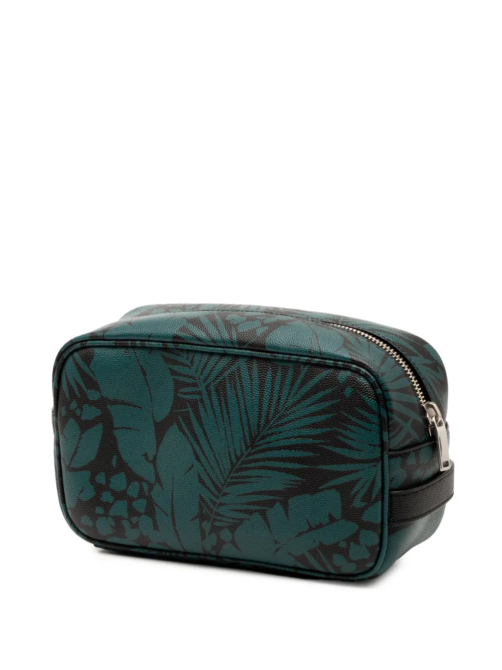 SAINT LAURENT Pre-owned 2021 Grain De Poudre Tropical Palm Pouch In Blue