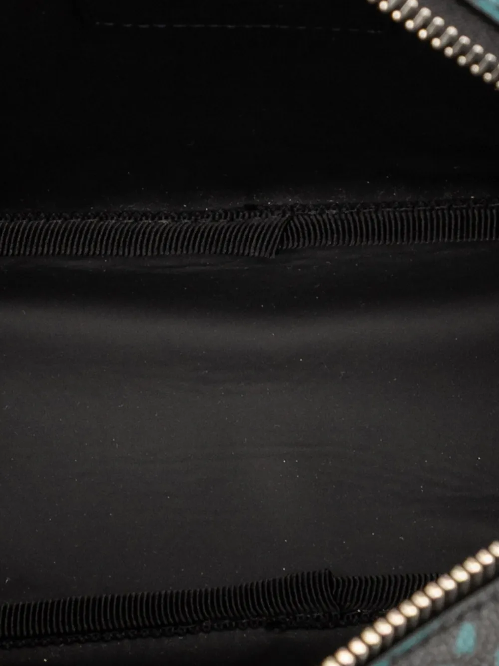 SAINT LAURENT Pre-owned 2021 Grain De Poudre Tropical Palm Pouch In Blue