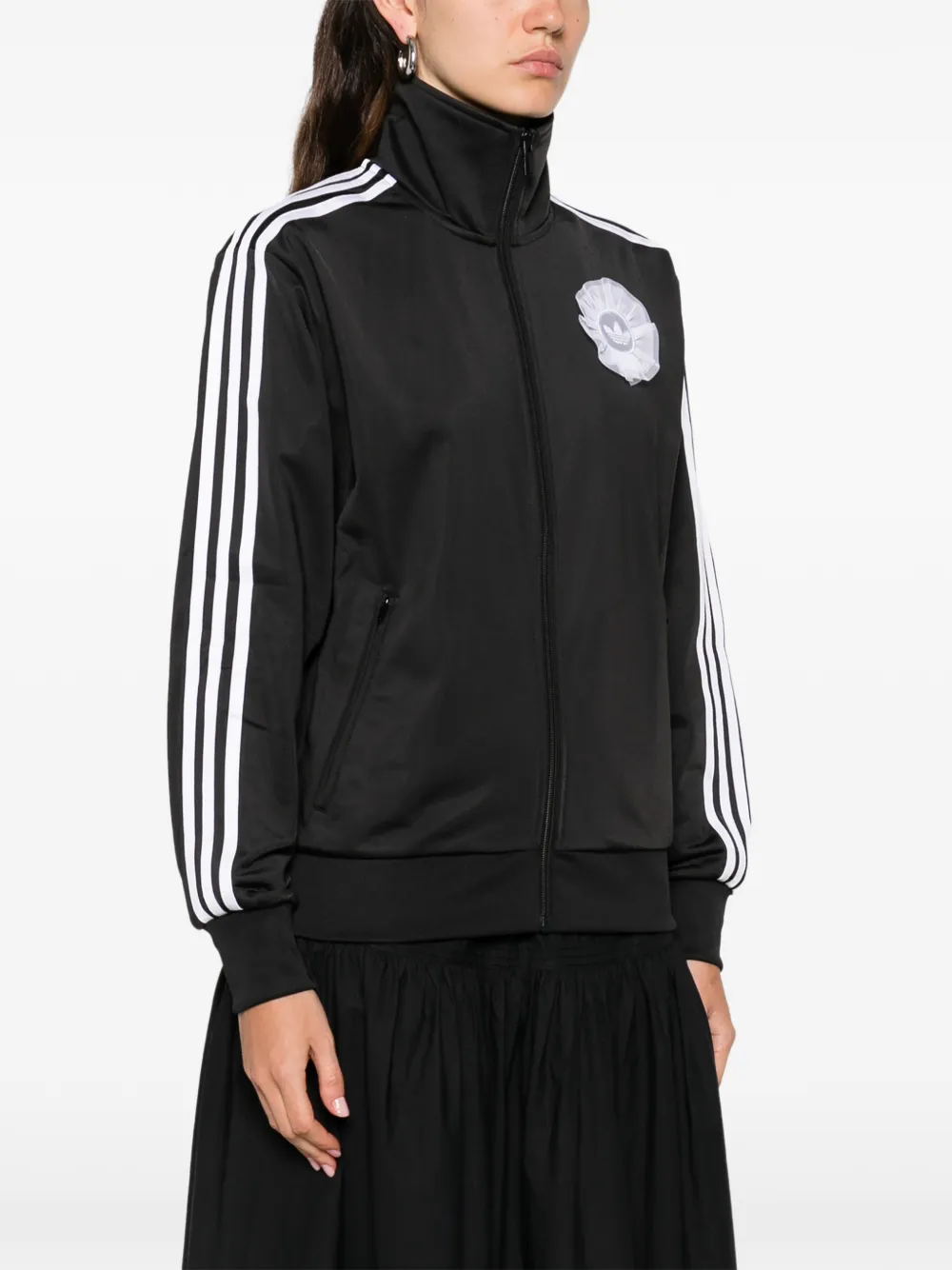 Adidas Originals Zip-up Stripe-detail Sweatshirt In Black