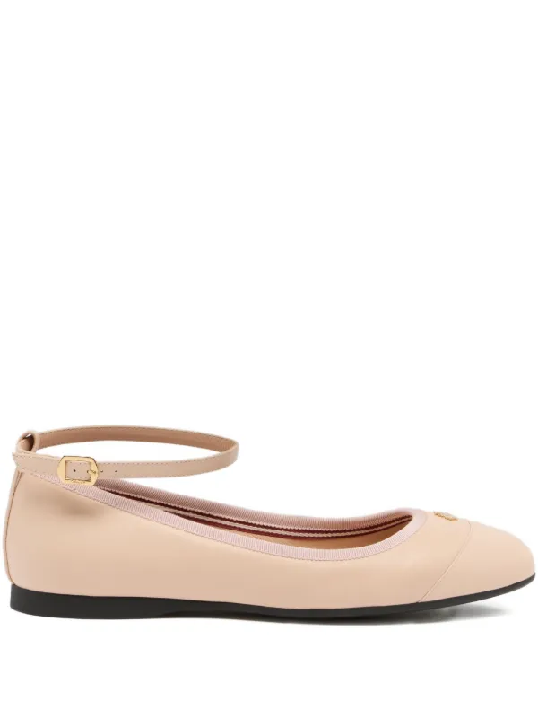 Bally Ysla Ankle-strap Ballet Flats in Neutrals