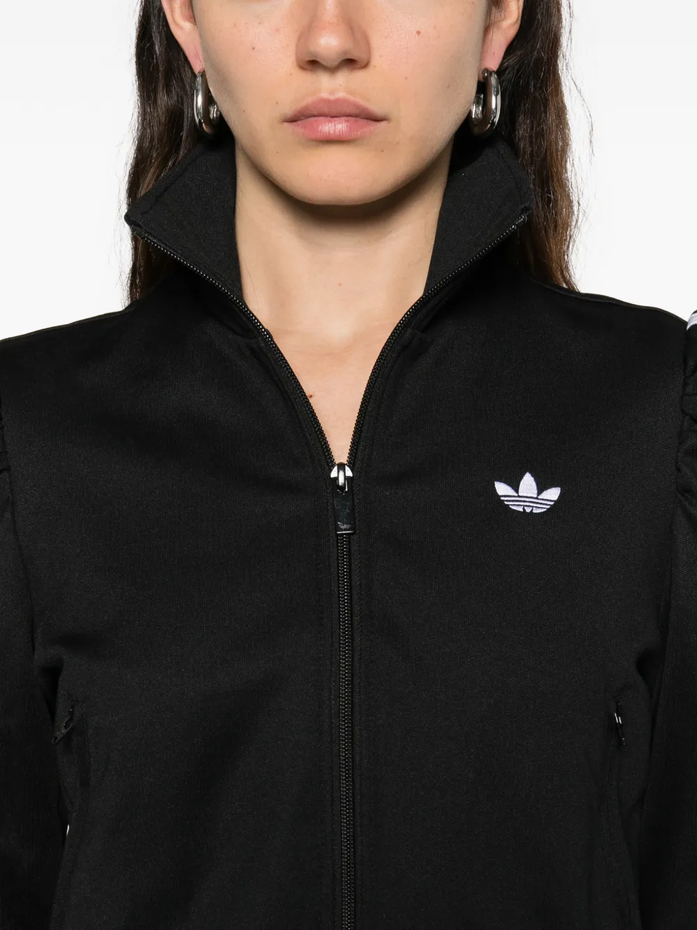 Adidas Originals Striped-sleeve Zip-up Sweatshirt In Black