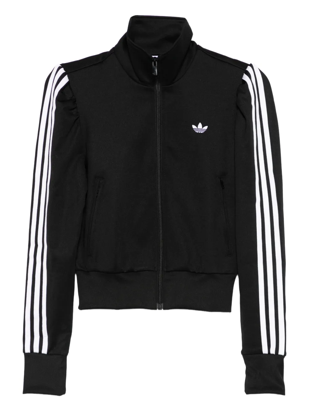 Adidas Originals Striped-sleeve Zip-up Sweatshirt In Black