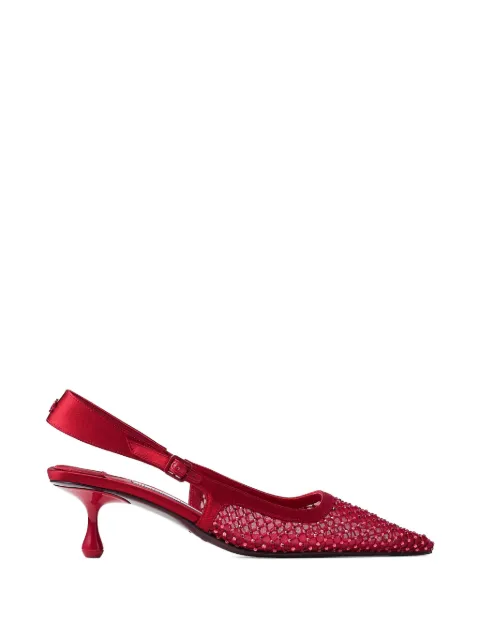 Jimmy Choo escarpins en satin et mesh ornés de cristaux rouges ruby