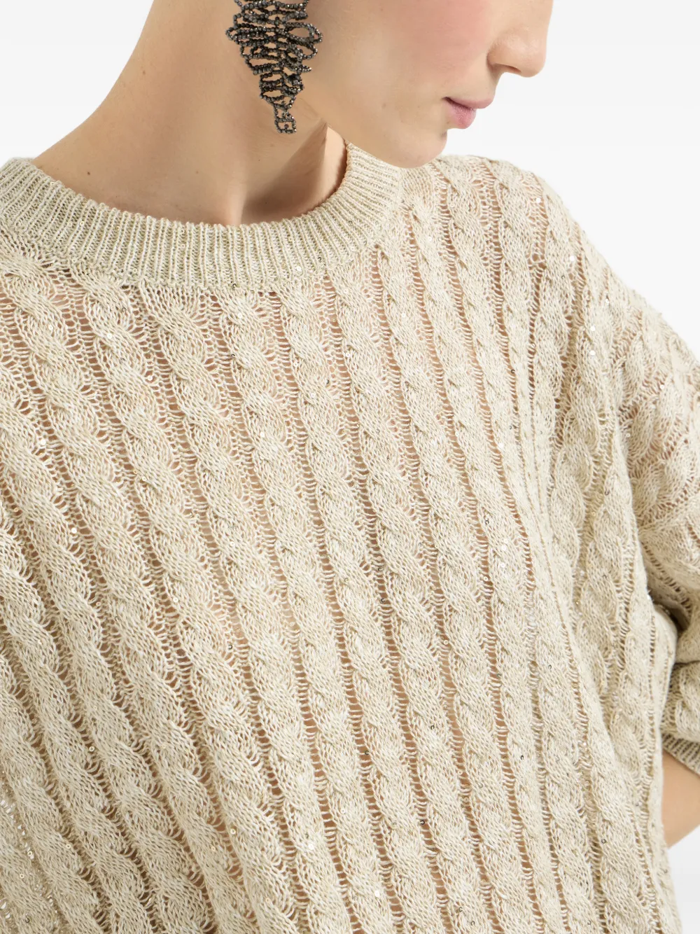 Brunello Cucinelli Kabelgebreide trui Beige